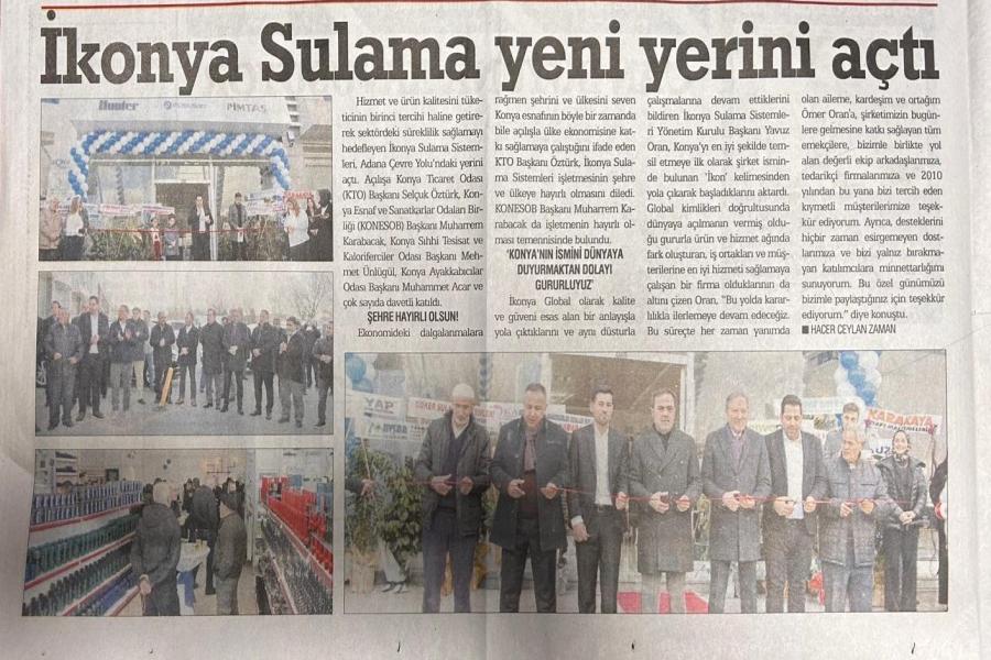 İkonya Sulama Yeni Yerini Açtı